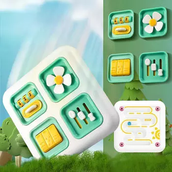 Busy Board Fine Motor Skills Toy Teaching Material Learning Shape Preschool Educational Activity зелёный