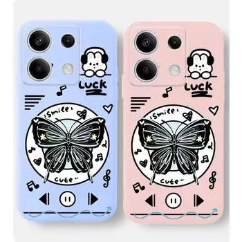 Butterfly Cartoon Pattern Soft Silicone Phone Case For Xiaomi Redmi Note 13 Pro 14C A3 Xiaomi 15 14T Poco C65 Camera Protective Shockproof Full Cover Xiaomi Poco X3 чёрный