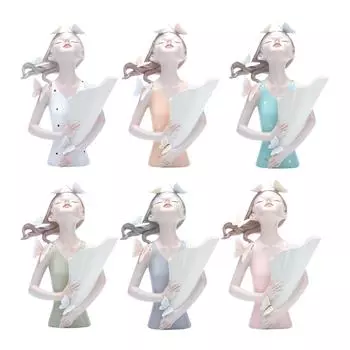 Butterfly Decor Girl Statue Flower Vase Table Ornament for Housewarming Gift светло-зеленый