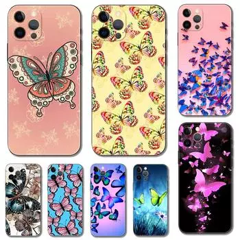 Butterfly Flower phone case for iphone 5 5s 2020se 6 6s 7 8 plus x 10 XR XS 11 12 13 mini pro MAX black tpu back cover iphone 5 5S SE 2016