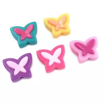 Butterfly Scattering Beads Necklace Making Three-dimensional Colored for Bracelet 10pcs Jewelry Accessories Creative Pendant Fashion Acrylic зелёный