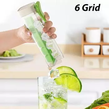 Бутылка для льда Форма для кубиков льда Пресс для льда с крышкой Пищевой ледогенератор с трубочкой из силикона
