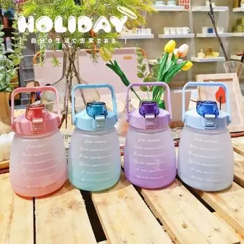 Бутылка для воды 1,3 л с отметкой времени, кувшины для фитнеса для девушек, большая емкость, портативная кружка, спортивный стакан для питья в спортзале, дорожная чашка для отдыха на природе Without Sticker
