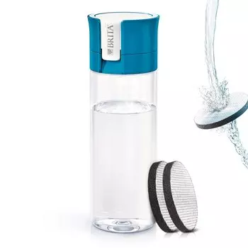 Бутылка для воды Brita Water Bottle Portable Water Purification Bottle 600 мл синяя с 2 микродисковыми фильтрами японская [оригинальный продукт]