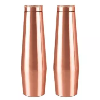 Бутылка для воды Copper Crown 1100, набор из 2 штук, 1,09 литра каждая, медь | 100% герметичная | Офис, дом, путешествия