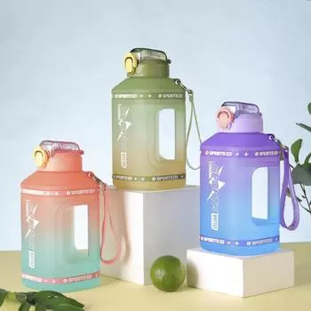 Бутылка для воды для спорта 1,5 л, фитнес-спорт, бочка, градиент, пластик, супербольшая емкость, стакан для воды, высокая температура, лето