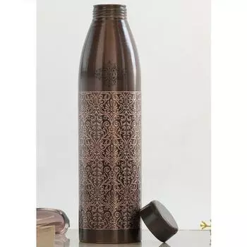 Бутылка для воды из 100% чистой меди, античный темно-чеканный дизайн, аюрведический сосуд для йоги и здоровья, 900 мл