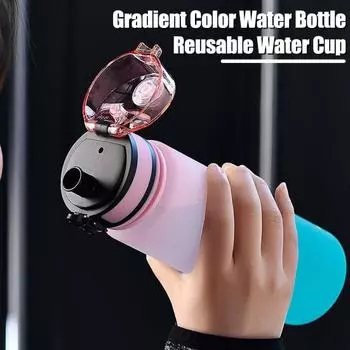 Бутылка для воды, не содержащая BPA, герметичная спортивная чашка градиентного цвета для школы, чашка для питья, дорожная кружка для питья 650ml зелёный