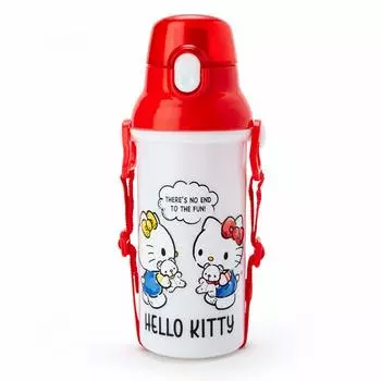 Бутылка для воды Sanrio Sanrio 480 мл, для питья одним нажатием, изготовленная в Японии, антибактериальная пластиковая бутылка Hello Kitty Hello Kitty, только для холодной воды с