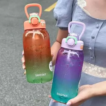 Бутылка для воды Tritan 700/1000 мл, без BPA, прозрачная пластиковая кружка с градиентным цветом, большая емкость, для занятий спортом на открытом воздухе, для занятий спортом и фитнесом 700-1000ml