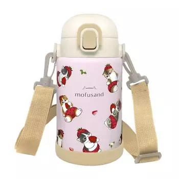 Бутылка mofusand Double Vacuum Cold Storage из нержавеющей стали объемом 700 мл с замком и плечевым ремнем, рассчитанная на 6 часов холодного хранения, для питья бледно-розовый