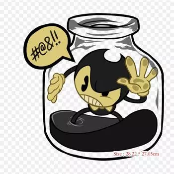 Бутылка с чернилами Bendy Bendy And The Ink Machine Themeatly G Iron on Heat Transfer Printing Виниловые нашивки Наклейка для одежды DIY Аппликации Моющиеся нашивки