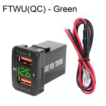Быстрая зарядка Dual USB QC автомобильное зарядное устройство адаптер питания для Toyota светодиодные автомобильные аксессуары быстрая зарядка для мобильного телефона 12-24 В вольтметр FTWU(QC)