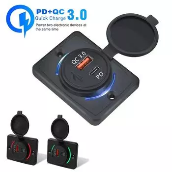 Быстрая зарядка QC 3.0 USB PD зарядное устройство с чехлом 38 Вт водонепроницаемый быстрая зарядка светодиодный свет USB зарядное устройство для автомобилей лодок автобусов и автофургонов