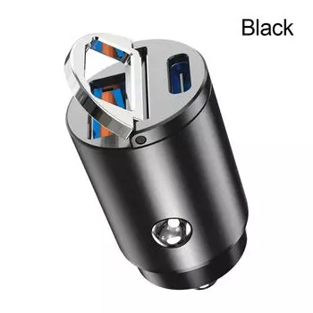 Быстрое зарядное устройство 45 Вт Mini USB QC 3.0 Type C USB C PD Автомобильное зарядное устройство чёрный