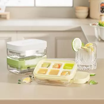 Быстросъемный лоток для кубиков льда: Силиконовая форма для льда с крышкой для быстрой заморозки
