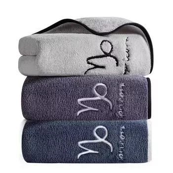 Быстросохнущее полотенце для лица Gaoyang Coral Fleece Zodiac - мягкое и впитывающее Taurus, Towel 34*74cm светло-серый