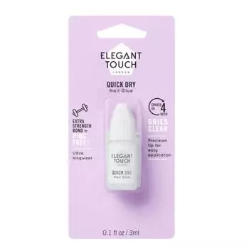 Быстросохнущий клей для ногтей Elegant Touch, 5 секунд
