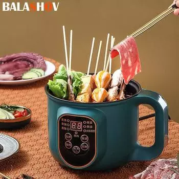 Бытовая электрическая машина для приготовления пищи на 1-2 персоны, тушеное мясо, разогрев яиц, суп, сковорода с антипригарным покрытием, многофункциональная электрическая рисоварка зелёный