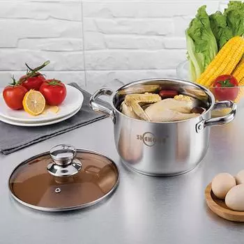 Бытовая суповая кастрюля, утолщенная нелипкая бинауральная кастрюля из нержавеющей стали, индукционная плита с закаленной 18cm