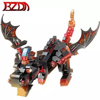 BZDA Game World Block Series Lava Blacks Dragon Model Flying Dragon Game Role Action Figures Bricks Boy Kids Toys Christmas Gift