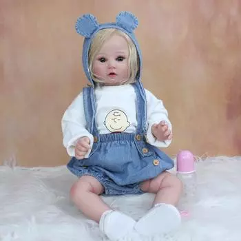 BZDOLL 60 см 3D-краска кожи мягкая силиконовая реборн для девочек реалистичные светлые волосы принцесса для малышей художественная кукла с сосудистым длинным платьем
