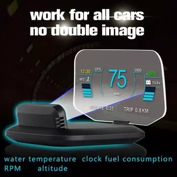 C1 OBD2+GPS Dual System Head Up Display OBD2 HUD Car C1 Car HUD 5.1 Inch Head Up Display Digital Speedometer Overspeed Warning