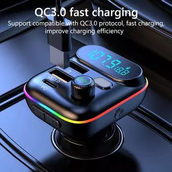 C29 Автомобильный FM-передатчик Bluetooth 5,0 MP3-плеер DC12V/24V Вход Dual USB 3.1A + PD 3.1A Быстрая зарядка Автомобильное зарядное устройство