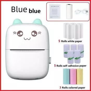C9 Mini Bluetooth карманный термопринтер 1 roll of thermal paper синий