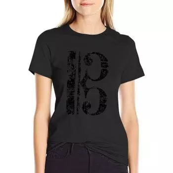 C-Clef, Alto Clef, Viola Key, Tenor Clef Vintage Black T-Shirt Tops Женская одежда Простые футболки для женщин S белый