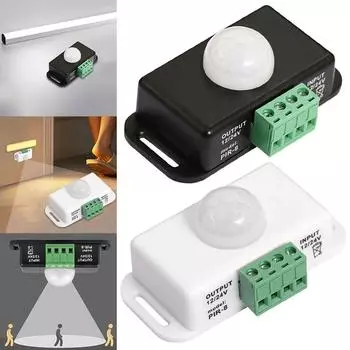 C# DC 12V 24V 6A PIR Sensor LED Switches Automatic Adjust for LED Strip Light La White