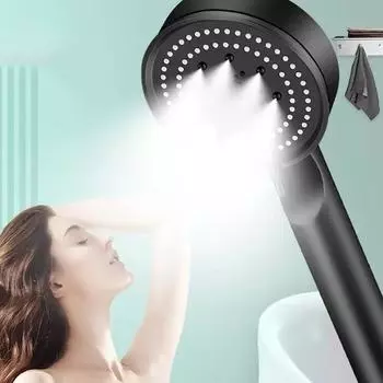 Cabezal de ducha de aumento de presin de 5 modos, boquilla de ducha multifuncin ajustable, gran rendimiento de agua, accesorio чёрный