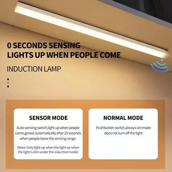 Cabinet Lights Motion Sensor LED Lamp Wireless Type C Rechargeable Portable Night Light For Kitchen Cabinet Wardrobe Lighting 10CM холодный белый