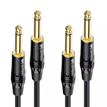 Cable Matters набор из 2 гитарных кабелей гитарный экран монофонический штекер музыкальный инструментальный кабель TS прямой штекер 1,8 м, 6,35 мм чёрный