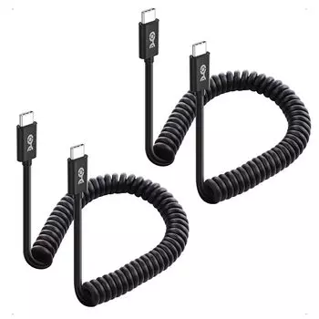 Cable Matters Набор из 2 кабелей USB-C спирального типа 3A / 60 Вт, совместимый с быстрой зарядкой, 30 см ~ 120 см, Apple CarPlay и Android Auto, совместимый с iPhone 16/15