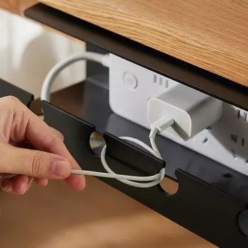 Cable Organizer Under The Desk Socket Cable Fixed Storage Slot Computer For Desk Plug Row Fixed Perforation Free Storage Rack белый
