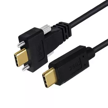 Cablecc 10Gbps USB Male to Dual Locking Thumb Screw Data 4K Panel 1M 3.1 Type-C USB-C Cable, Mount, чёрный