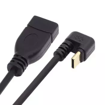 cablecc 10Gbps USB Male to USB Female OTG Data Power Reverse Back Angle 30cm USB-C 3.1 Type-C 3.0-A U-Shaped Cable, чёрный