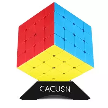 CACUSN 3D Puzzle 4x4x4 Smooth Rotation Competition Cube World Standard Color Scheme with Stand 4x4 Stickerless