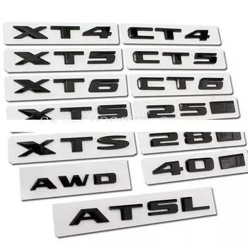 Cad +illac буквенная эмблема 25T 28T 40T CT4 5 6 XT4 5 6 XTS ATSL AWD Стайлинг автомобиля задний багажник наклейка с паспортной табличкой 25T чёрный