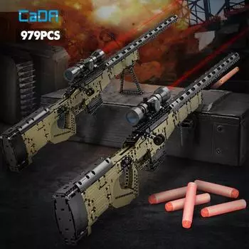 Cada 979Pcs City Technical Police Военное оружие Снайперская винтовка Строительные блоки WW2 Для штурмовой винтовки Кирпичи Игрушки для детей Подарки No original box