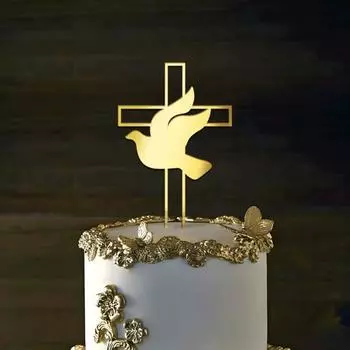 Украшение для торта Полый Религиозный Крест Вставка для торта Крещение Первое причастие Baby Shower Украшение для кексов День рождения