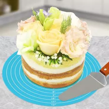 Cake Turntable Pat Silicone Baking Mat For Cake with Size Non-stick High Temperature Resistant Bake Tool Kitchen Gadget синий