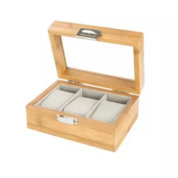 Calife Bamboo Watch Case Watch Storage Box Collection Case Watch Box Luxury Watch Display (3 Pieces)