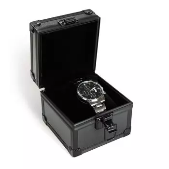 Calife Watch Case 1 Piece Watch Storage Box Collection Case Watch Box Luxury Watch Display Aluminum (Black)