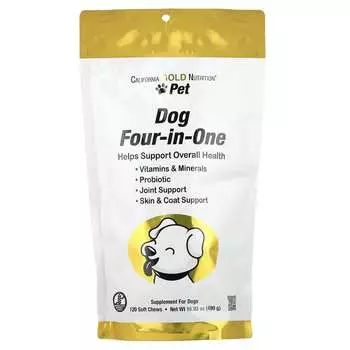 California Gold Nutrition Питомец, Четыре-в-одном, Мягкие жевательные таблетки, 120 штук, 480 г (16,93 унции)