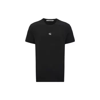 Calvin Klein Твердая дышащая футболка с коротким рукавом с буквенным принтом, мужские топы, черные J322761-BEH L