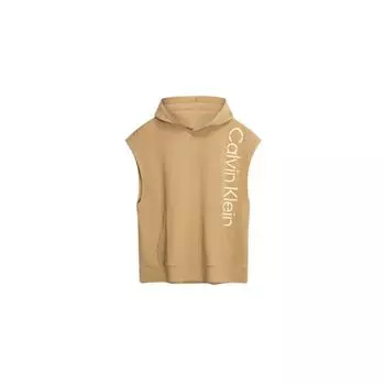 Calvin Klein Свободная толстовка без рукавов с капюшоном и буквенным принтом, мужские топы цвета хаки 40LM206-PBE L