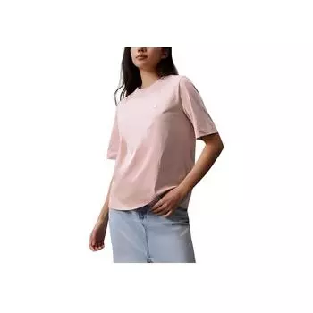 Calvin Klein Минималистская вышитая хлопковая свободная футболка с коротким рукавом женская топы Shell-Pink J223466-TF6 M