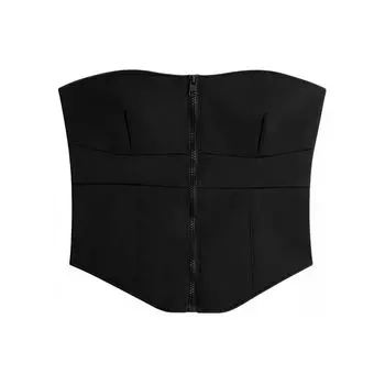 Calvin Klein Минималистский молния Сексуальный мягкий без бретелек женский топ Space-Black J222613-BEH XS
